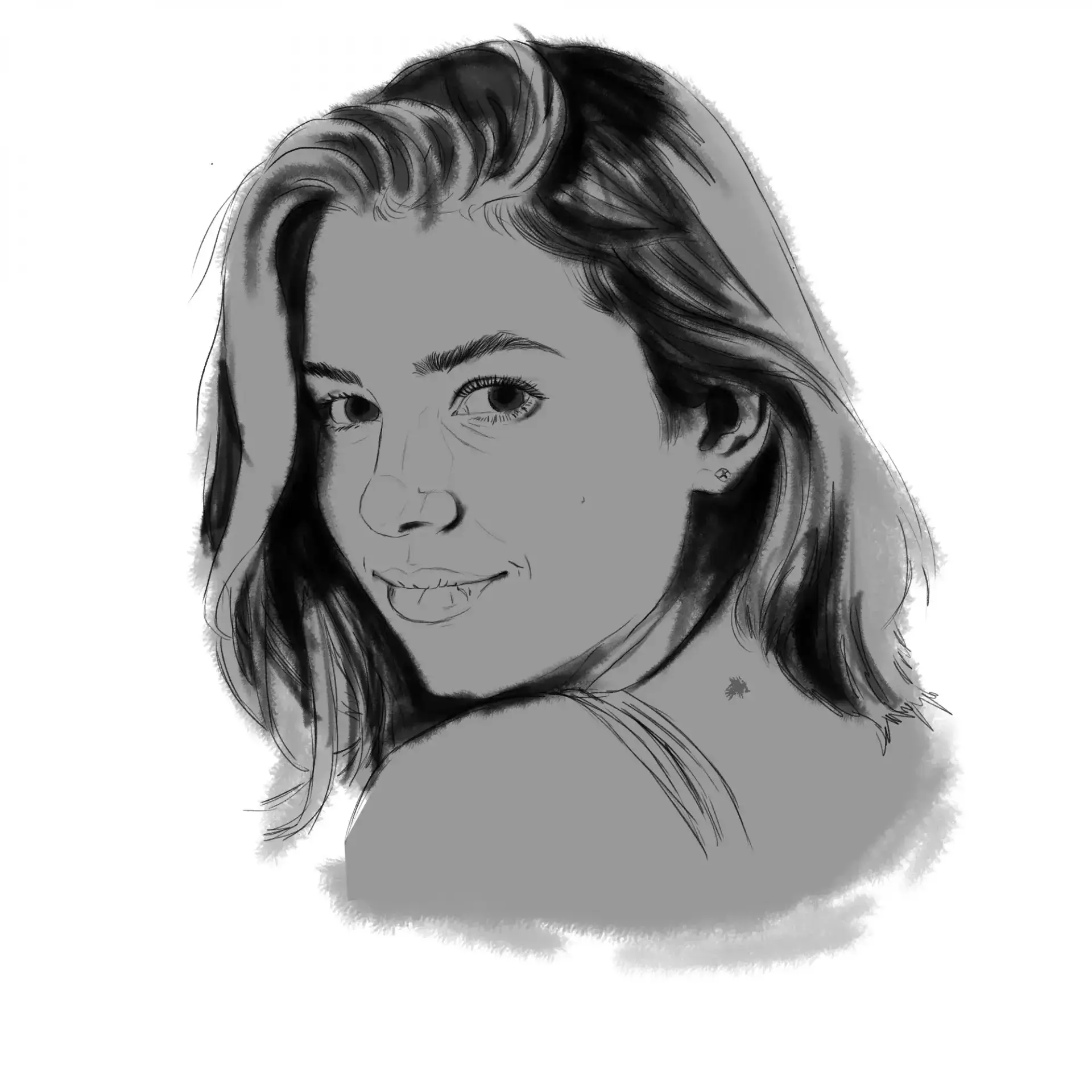 dessiner les ombres d’un visage en noir et blanc
