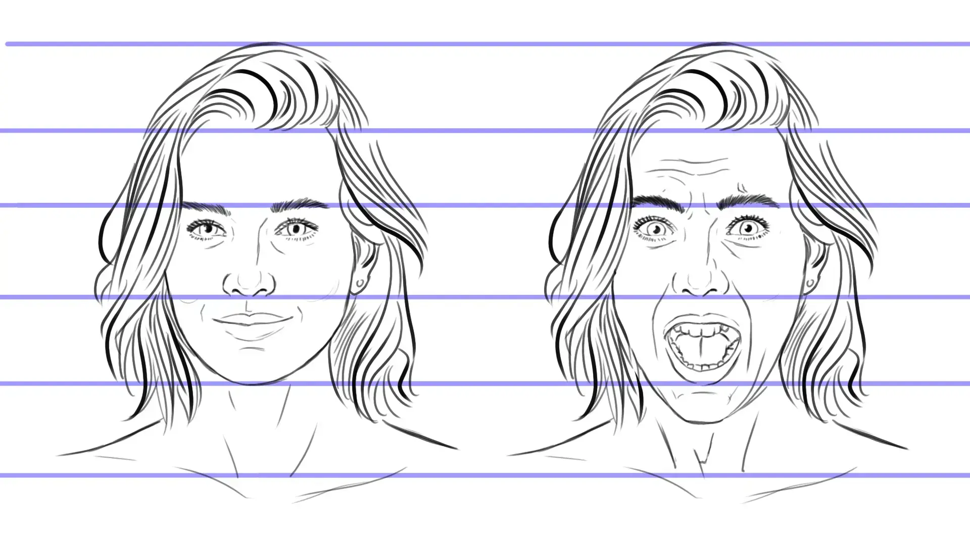 les proportions d’un visage qui a peur