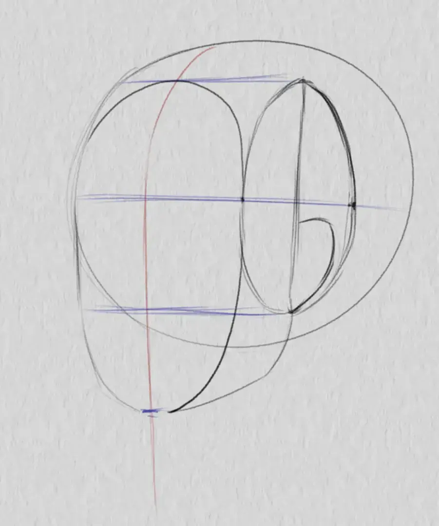 dessiner les oreilles d’un visage de trois quarts