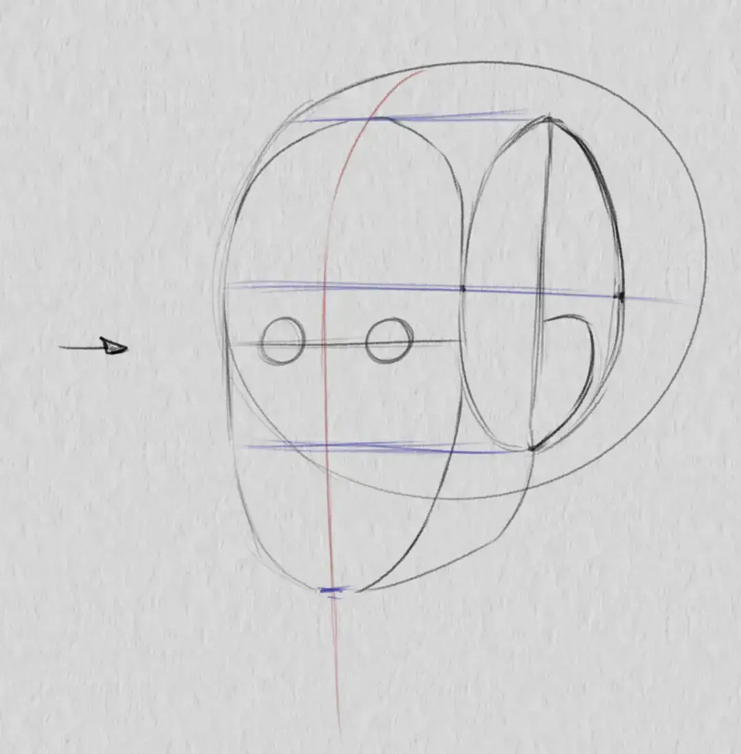dessiner les yeux d’un visage de trois quarts