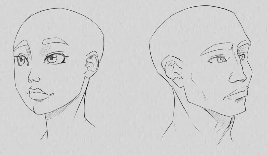 exemple de dessins de visages de trois quarts