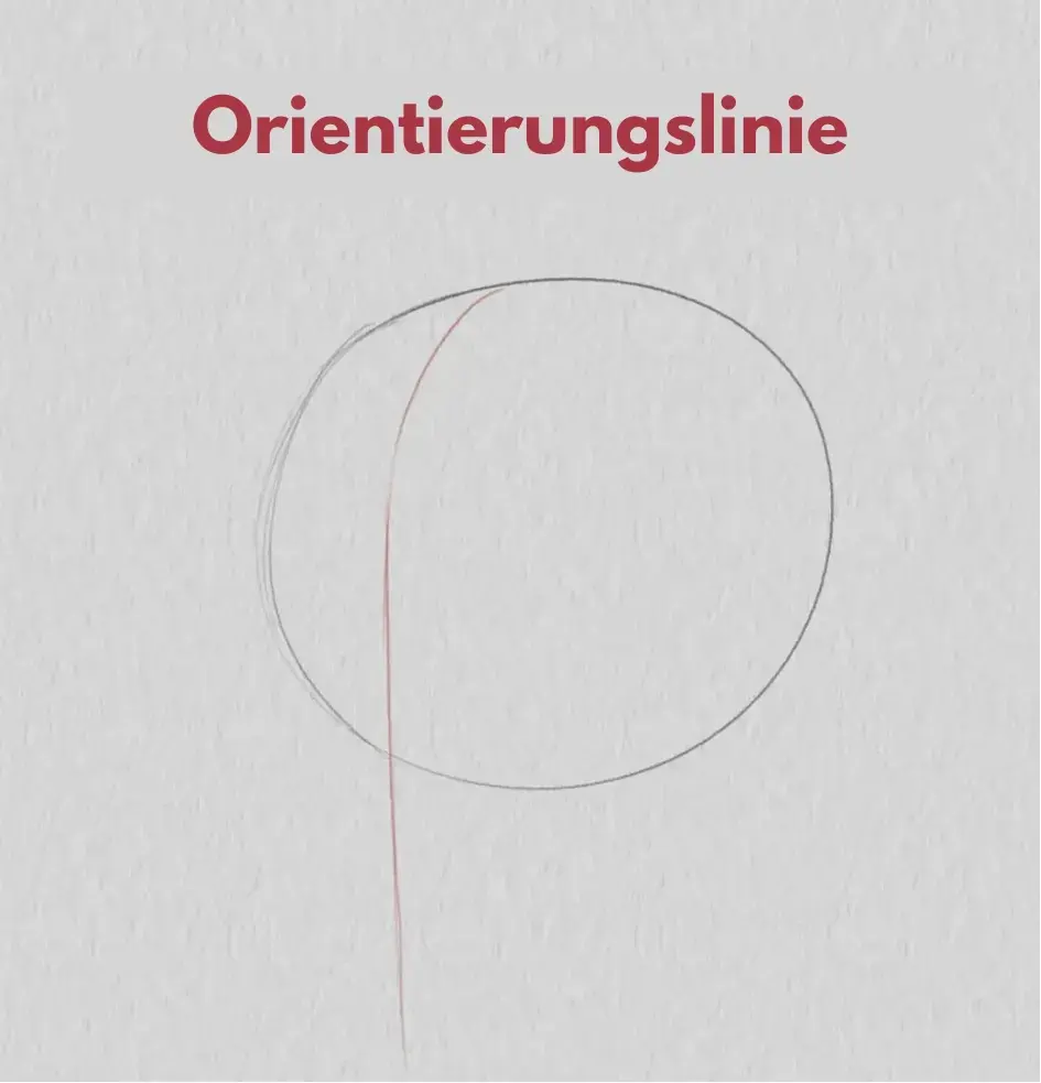die Orientierungslinie eines Dreiviertelgesichts zeichnen