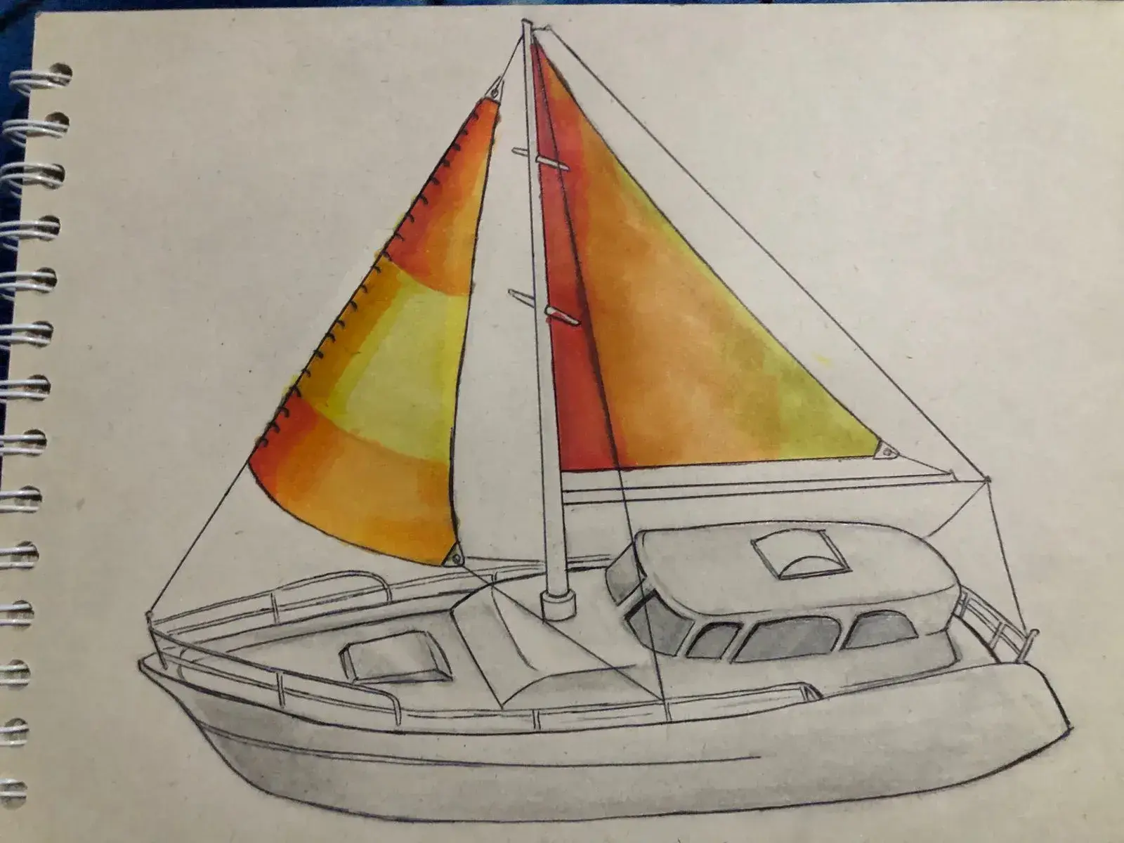 agregar el color de las velas al dibujo de un velero