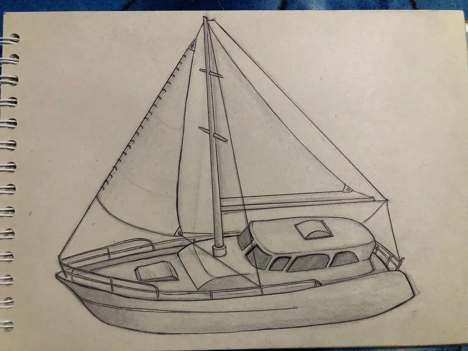 dibujar los detalles de un velero